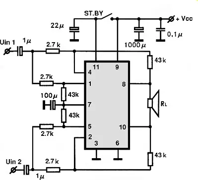 L2750 BTL electronic component with associated schematic circuit diagram